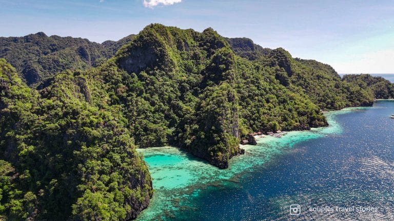drone shot of Smith Point Beach, close to Beach 91, guide to exploring, coron, Palawan, Philippines