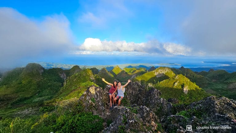 couple at the top of Osmena peak in cebu, philippines with apps and tips for traveling