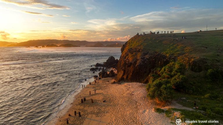 Crowd gather at the top of the mountain and at the beach to see the sunset at Bukit Merese, Lombok