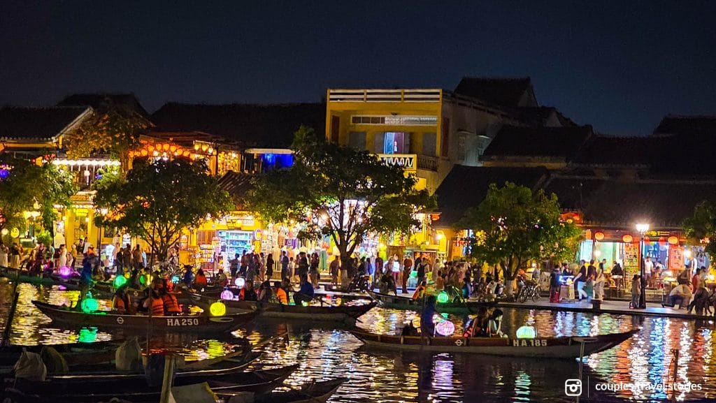 Lantern-lit streets of Hoi An illuminating at Thu Bon River at night in Hoi An, Vietnam
