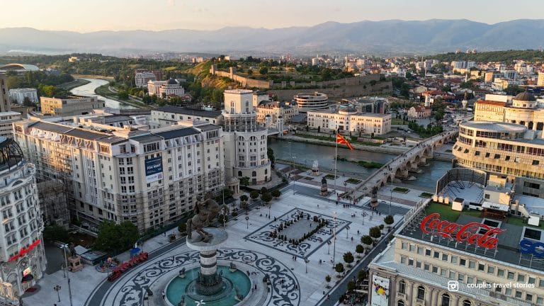 Fortress and Warrior Statue in Skopje Macedonia