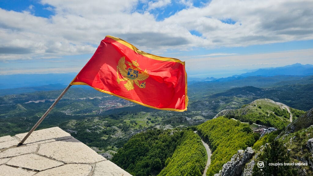 Montenegro Flag overlooking Lovćen National Park