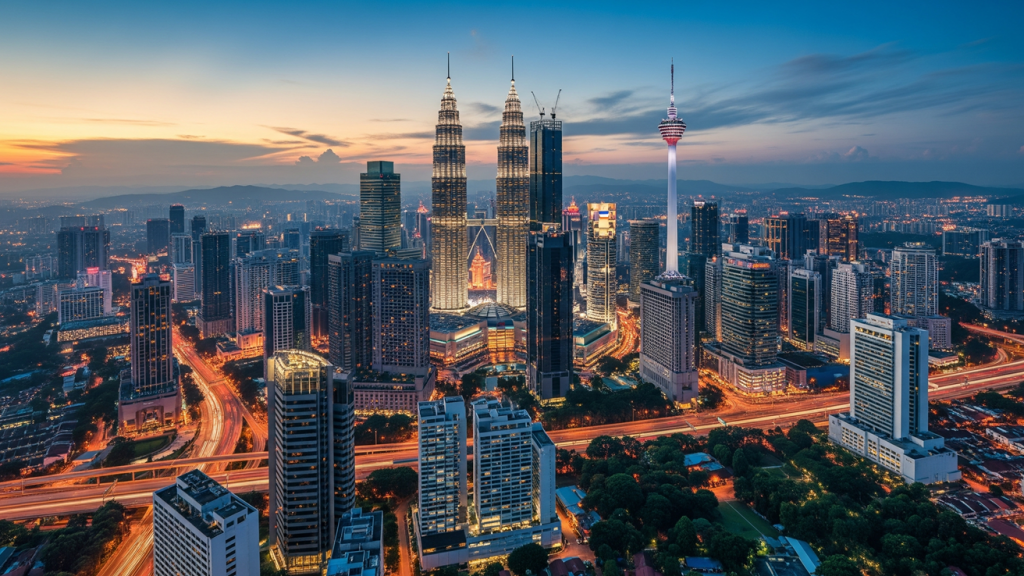 Aerial photo of Kuala Lumpur Malaysia, one of the best destinations for digital nomads