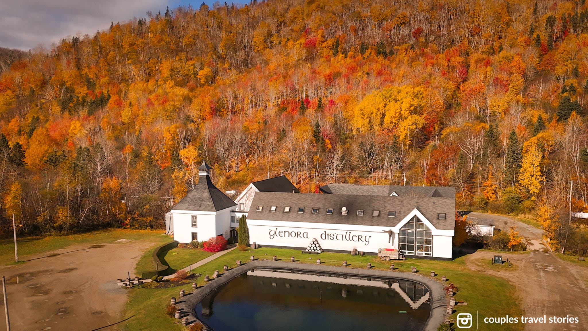 Glenora Distillery during fall in cape breton island