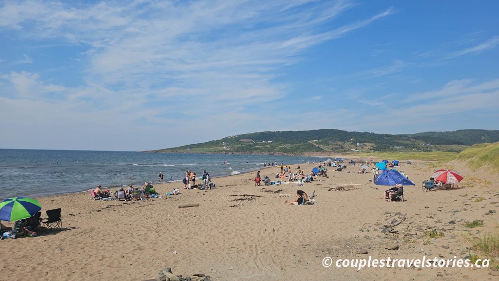 mabou beach provinicial park during summer with people sunbathing