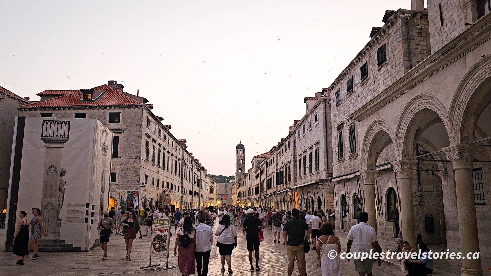 Orlando Column in Dubrovnik's main walking street Stradun, aka Placa