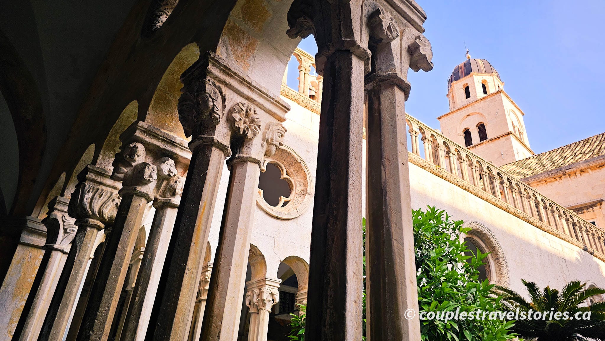 View of the courtyard of St. Francis monastery in Dubrovnik Old Town