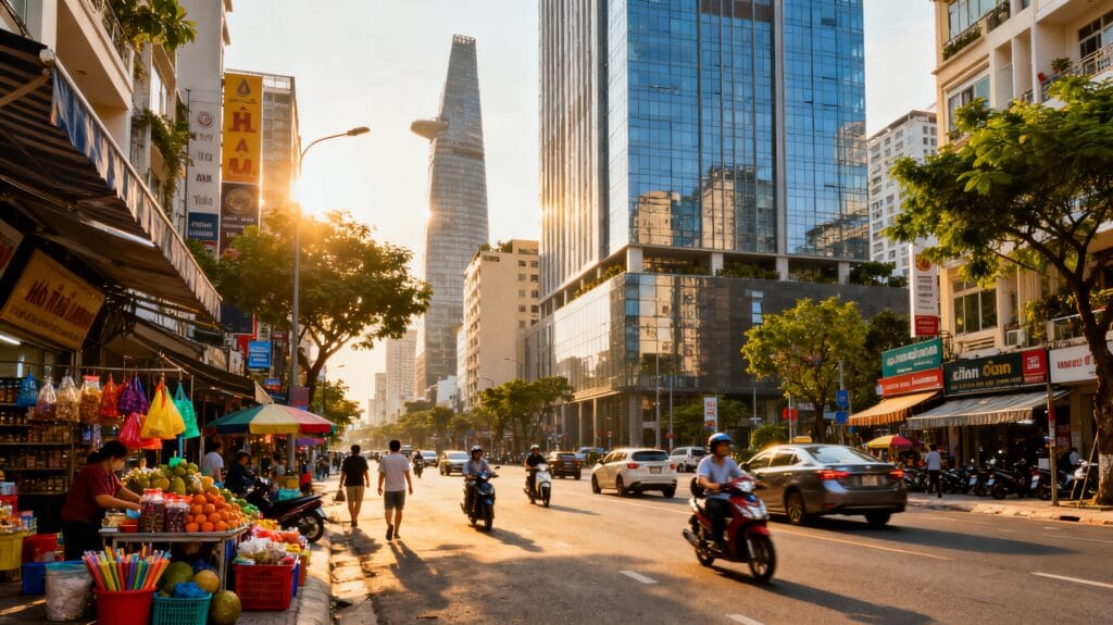 City streets of Ho Chi Mihn City Vietnam