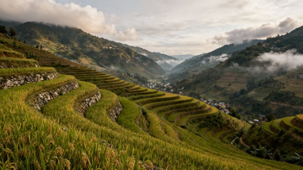 Mountain rice terraces of Sapa Vietnam